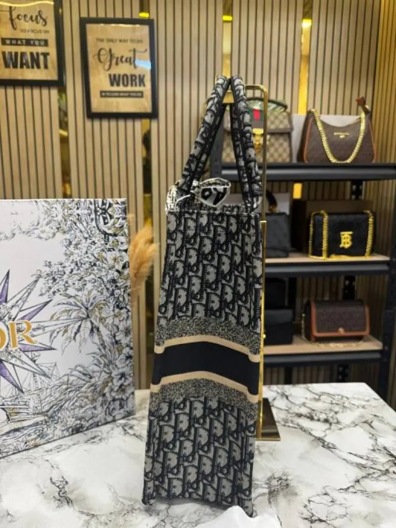 Christian Dior Book Tote With Scarf And Logo Pendent Including Box Dust bag Blue