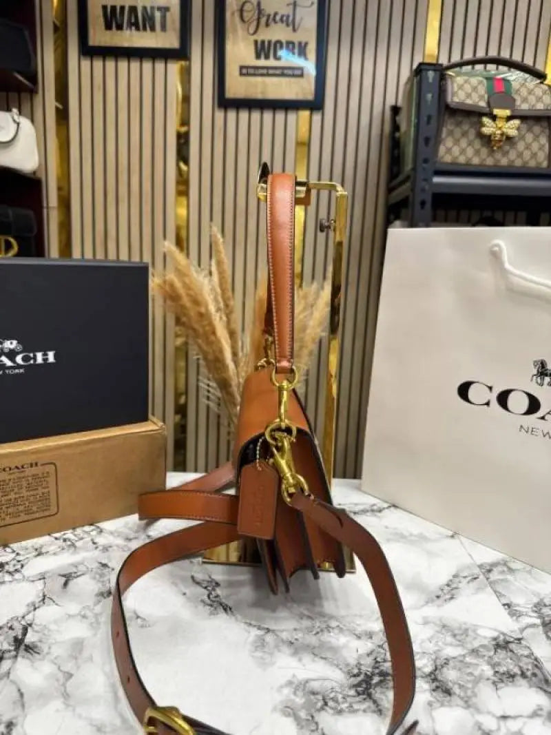 Coach Tabby Chain Clutch In Snake-embossed C Logo Shoulder Bag With Double Og Box And Dust Bag Includes Carry Bag Brown