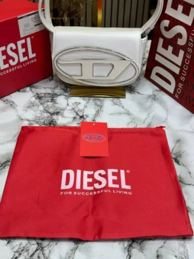 Diesel 1dr shoulder bag premium quality with box and dust bag including carry bag white