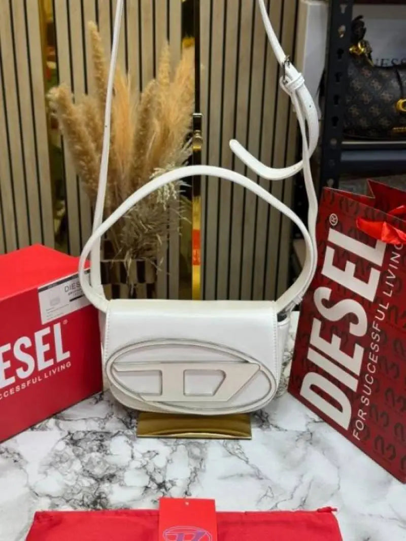 Diesel 1dr shoulder bag premium quality with box and dust bag including carry bag white