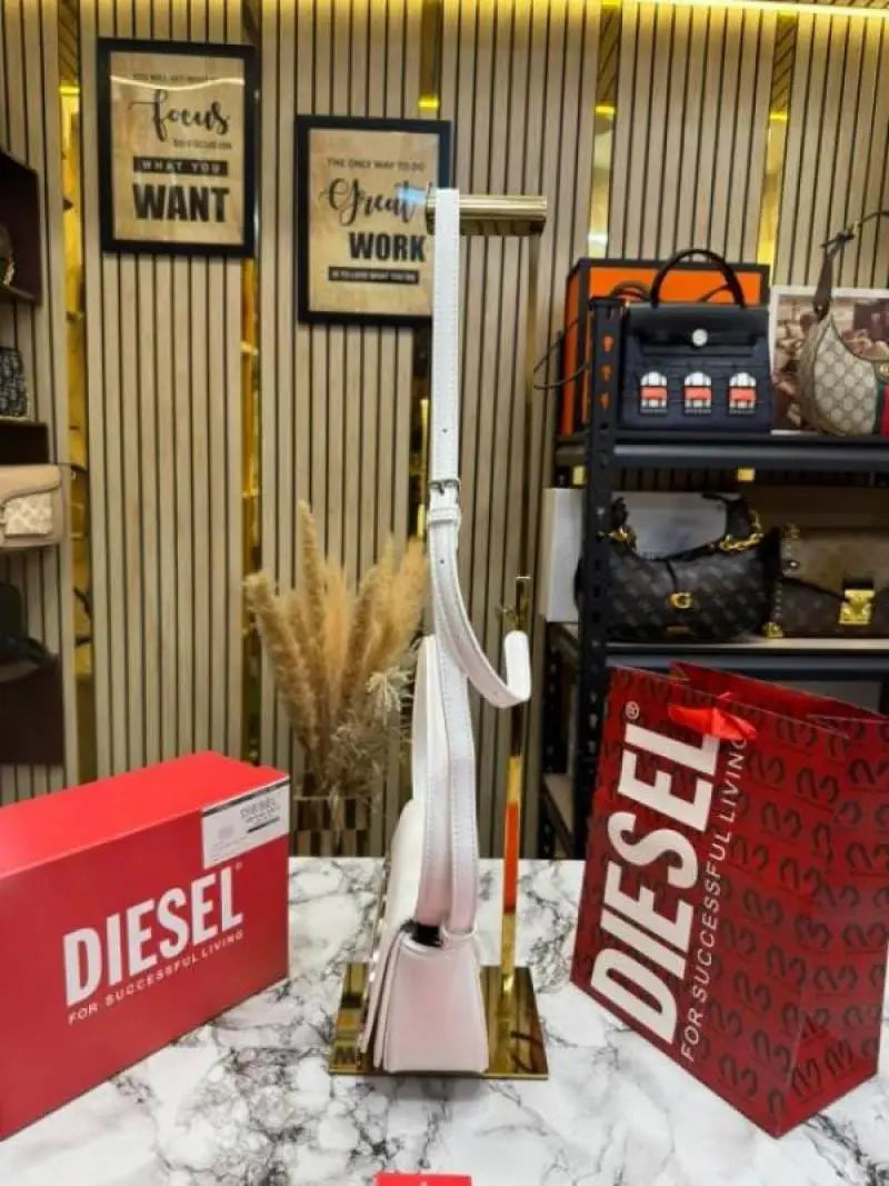 Diesel 1dr shoulder bag premium quality with box and dust bag including carry bag white
