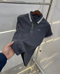 Hugo Bos s Grey Logo Work Premium Polo T-shirt