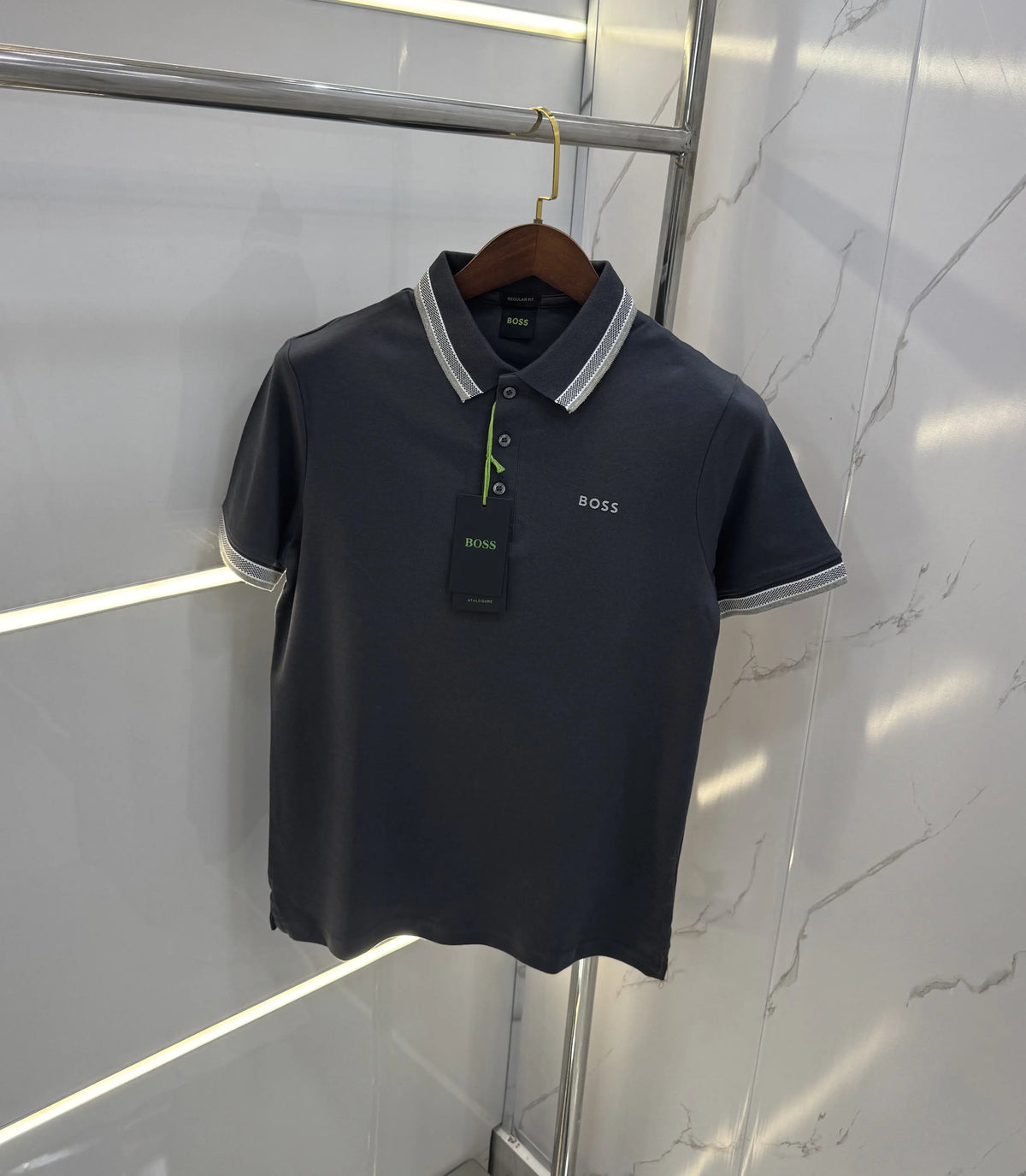 Hugo Bos s Grey Logo Work Premium Polo T-shirt