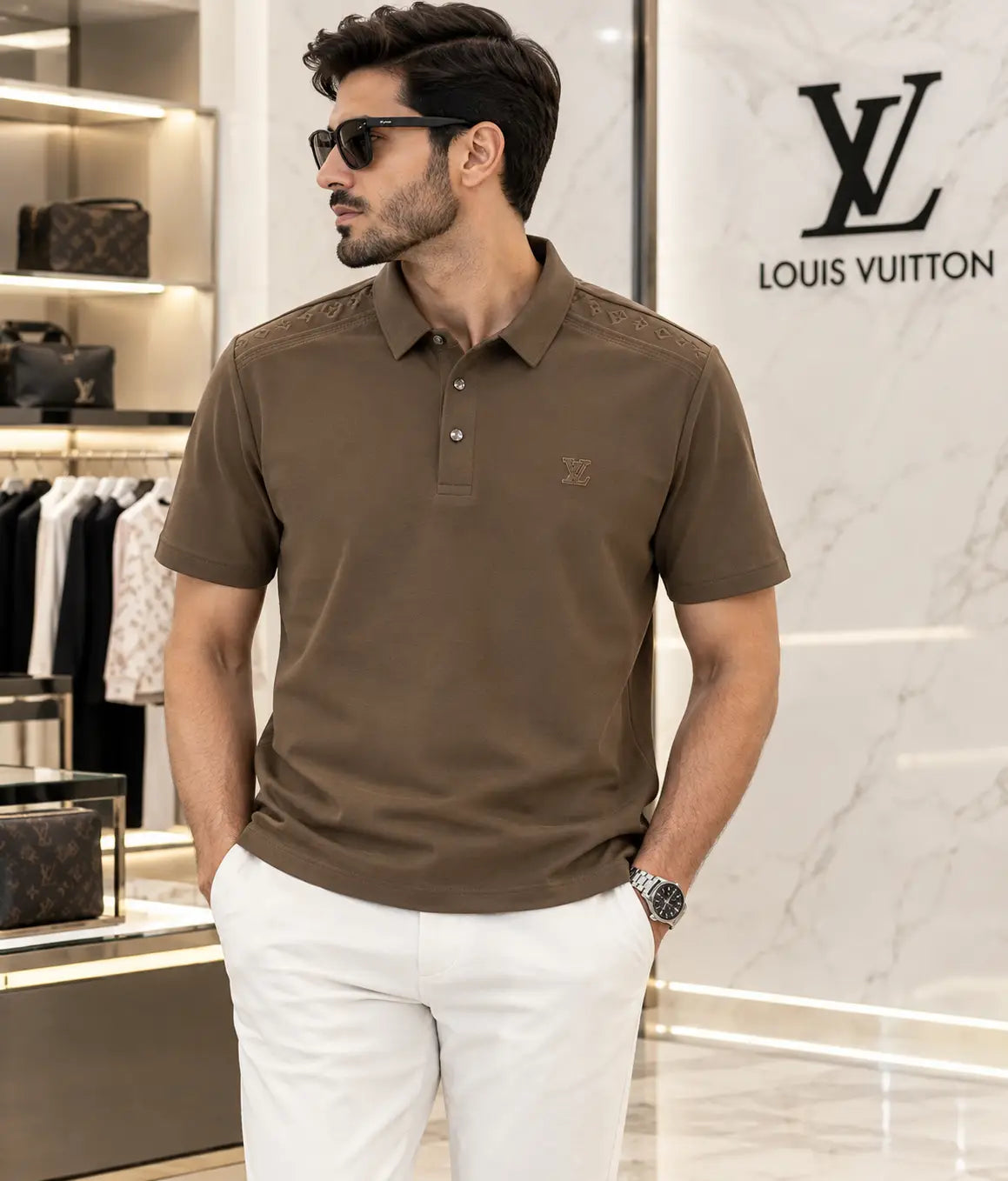 Louis Vuitto n Brown Luxury Polo T-shirt