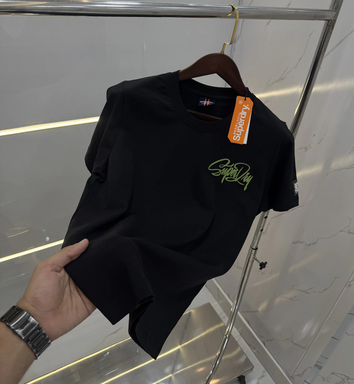 Superdr y Black Logo Work Premium T-Shirt