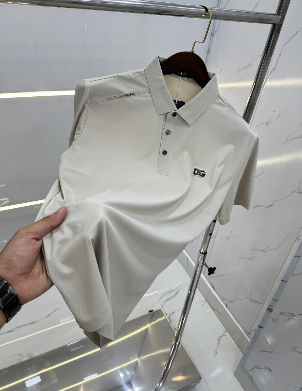 Dolc.e&Gabban.a Cream Luxury Polo T-shirt