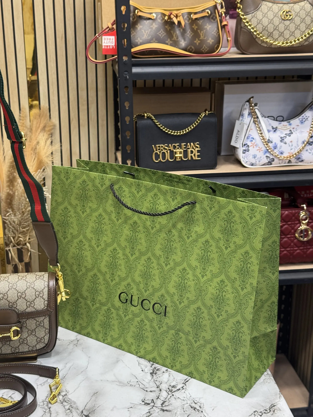 Gucci Horsebit 1955 Shoulder Bag GG Supreme Brown With Double Box Carry Bag  Dust Bag 658574