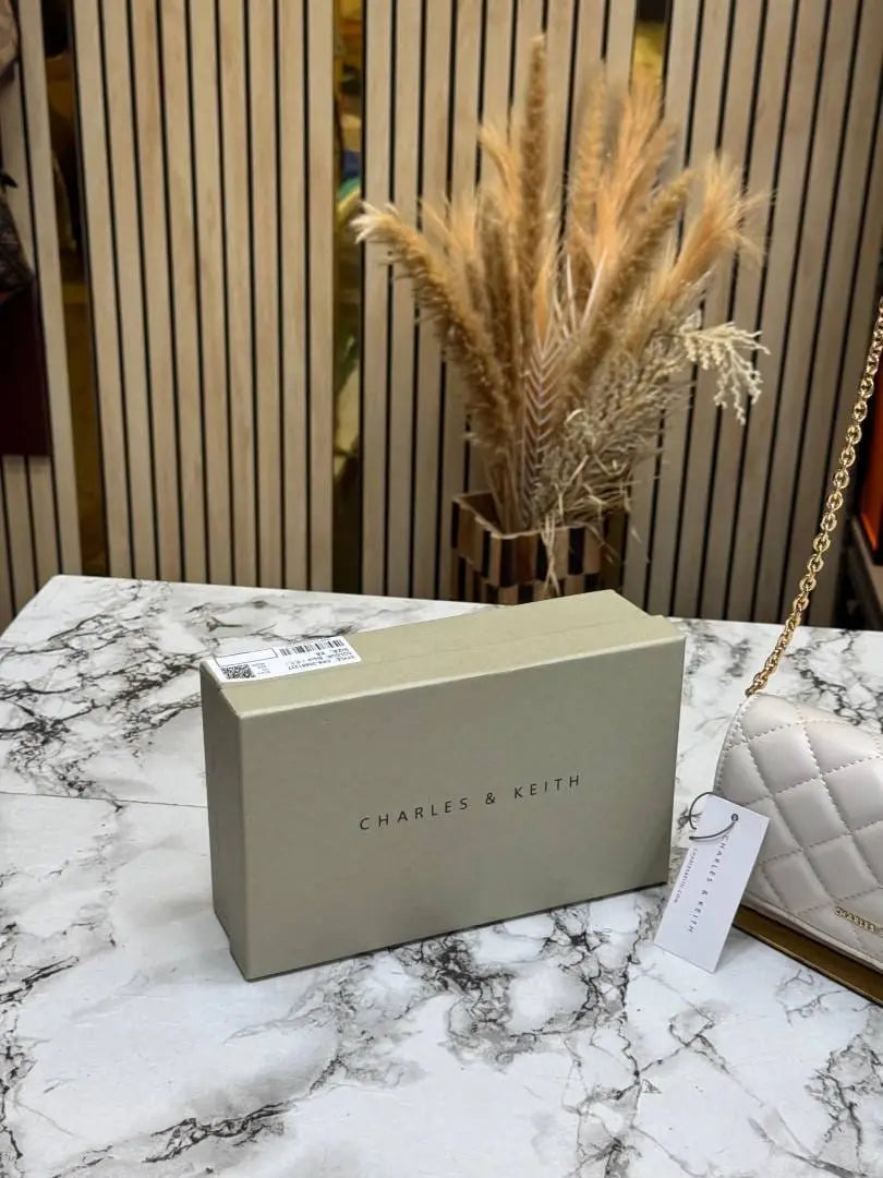 Charles and Keith Quilted Shoulder Bag With Box White
