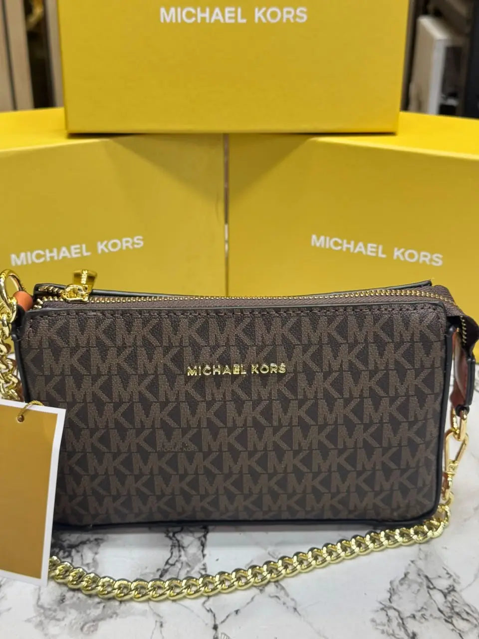 Michael Kors Signature Logo Chain Crossbody  Coffee Brown 1930