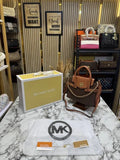 Michael kors Signature Carmen Flap Leather Satchel Handbag Brown