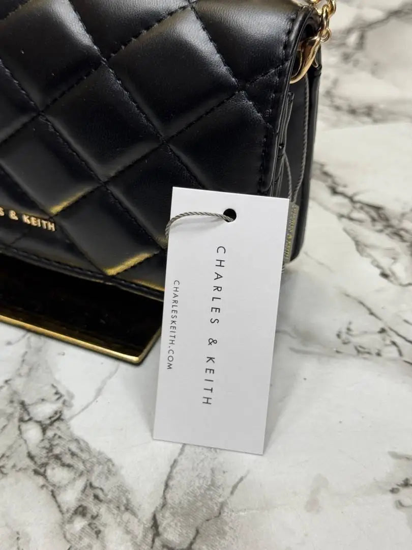 Charles and Keith Quilted Shoulder Bag With Box Black