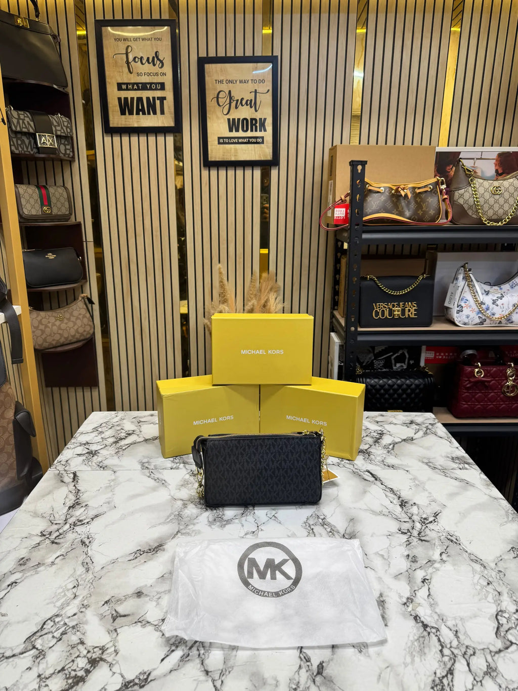 Michael Kors Signature Logo Chain Crossbody  Black 1930