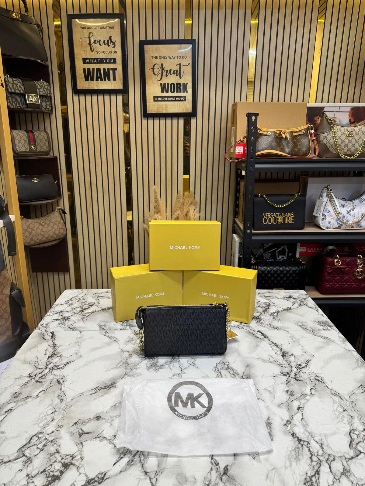 Michael Kors Signature Logo Chain Crossbody  Black 1930