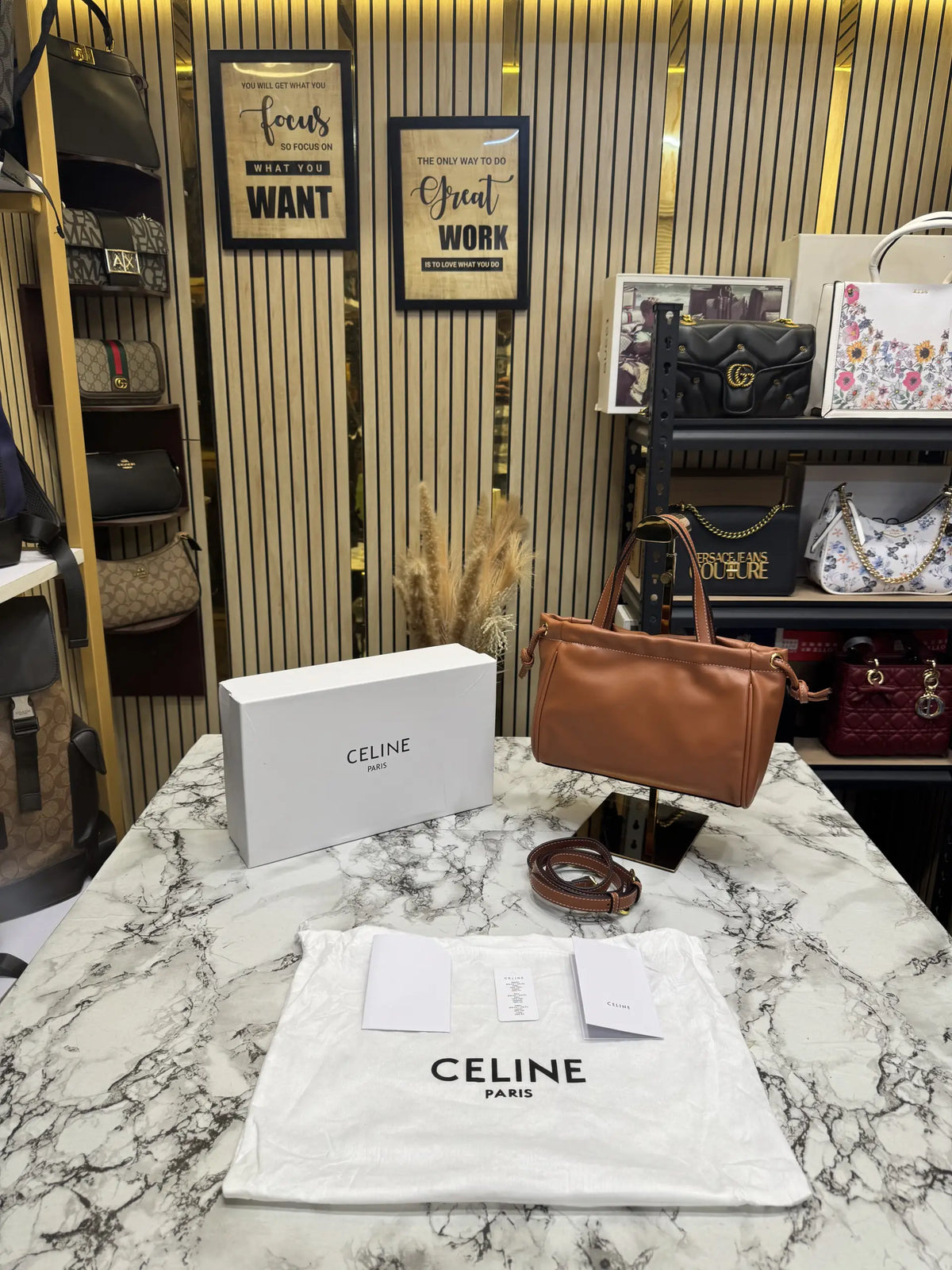 Celine Cabas Cuir Triomphe Bag With OG Box And Dust Bag - Brown