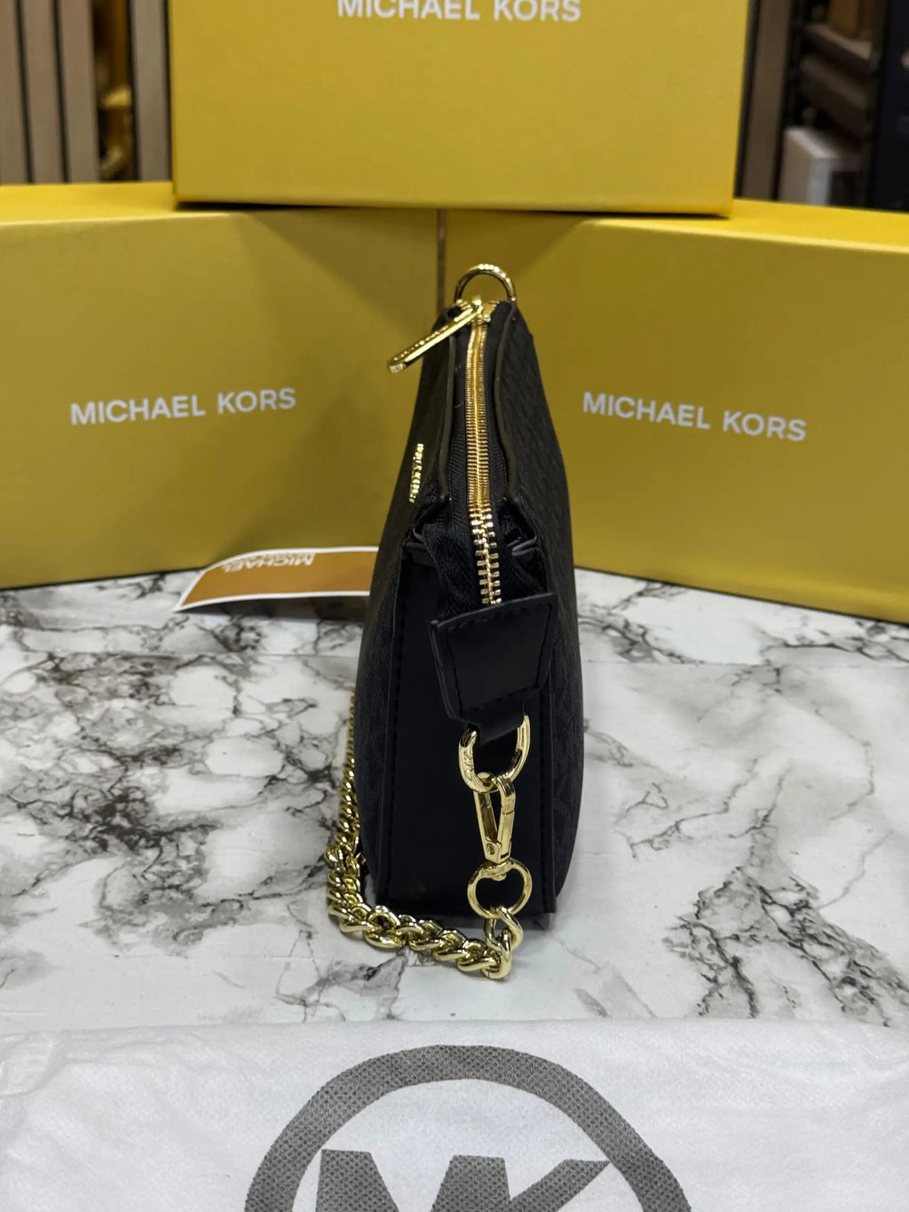 Michael Kors Signature Logo Chain Crossbody  Black 1930