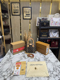 LOUIS VUITTON ALMA TRUNK BB MONOGRAM PREMIUM BAG WITH OG DOUBLE BOX AND DUST BAG COFFEE BROWN