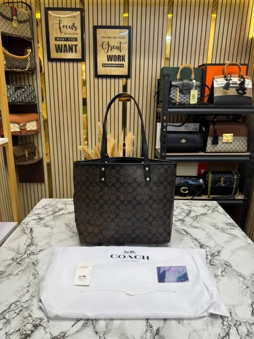 Coach City Tote Signature Canvas Tote Bag Including Pouch And Dust Bag Coffee 8020