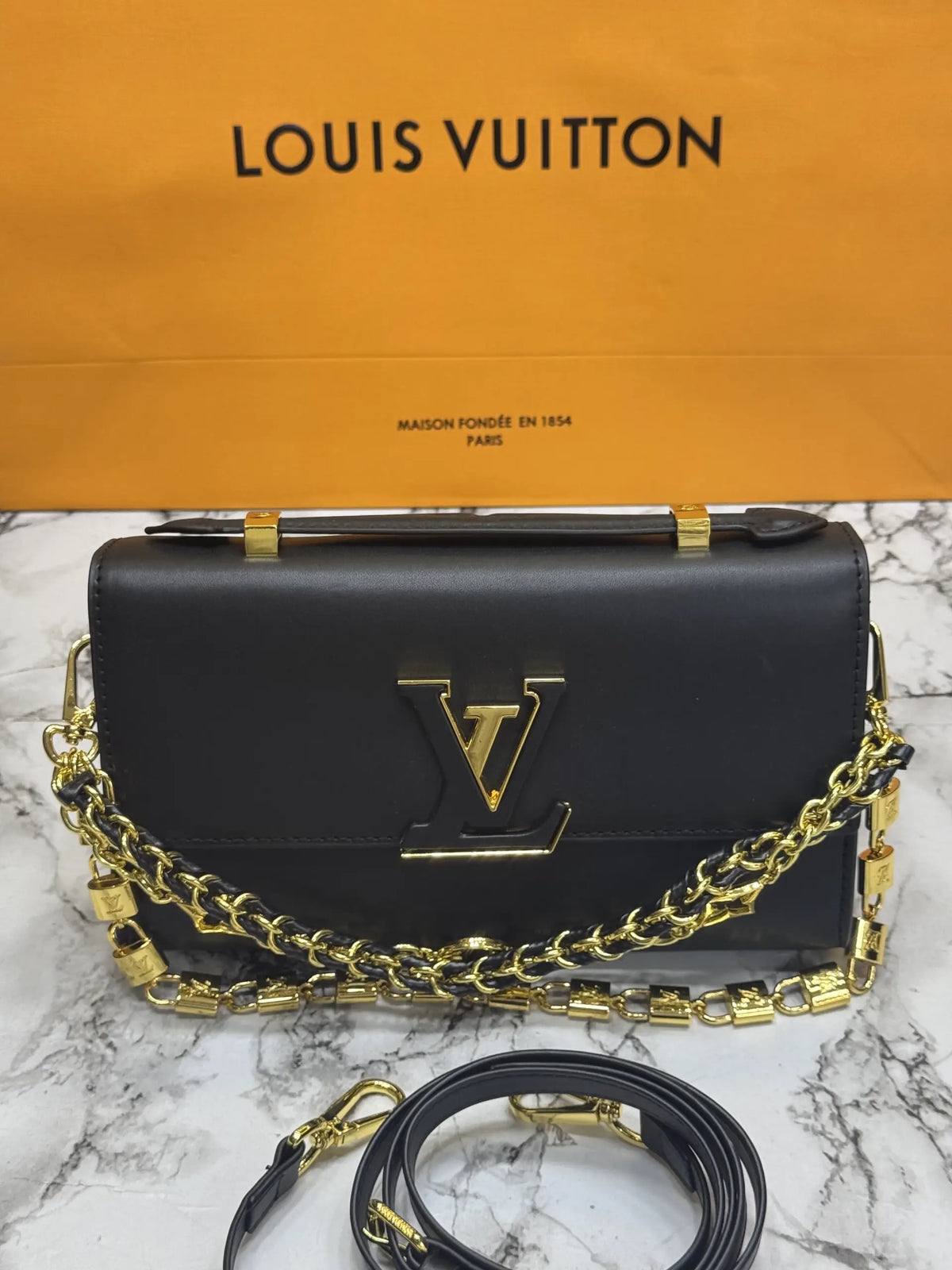 Louis Vuitton Capucines Side Trunk MM  Black M12710
