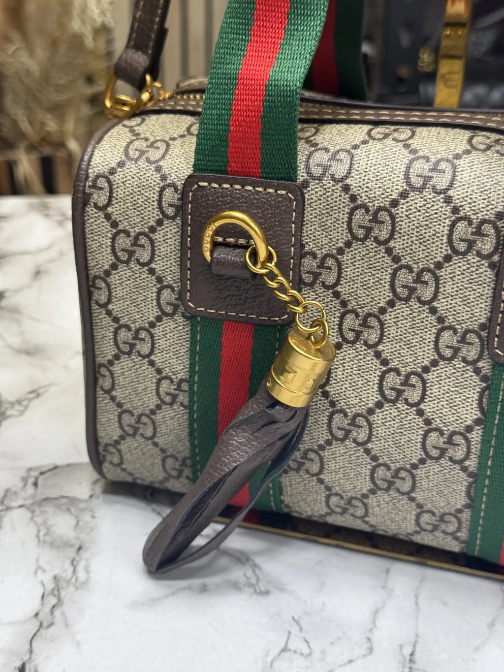 Gucci Ophidia GG Supreme Mini Top Handle Bag With OG Box And Dust Bag  Brown 918