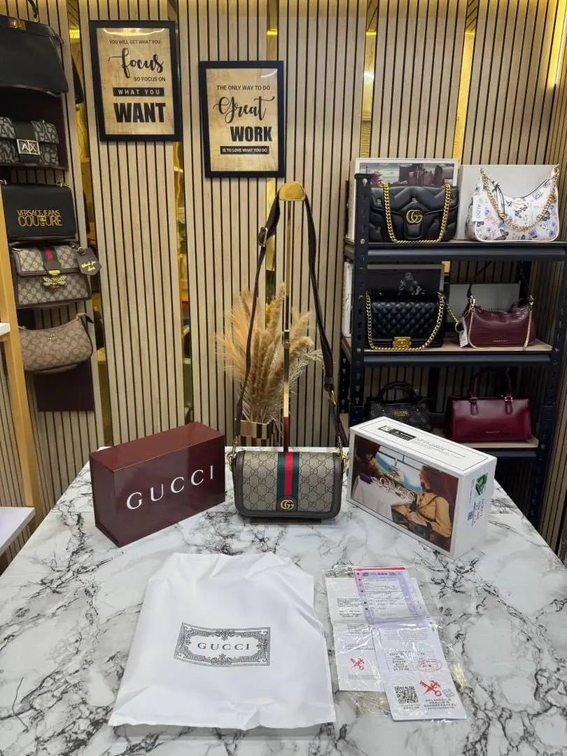 Gucci GG Supreme Ophidia Canvas Shoulder Bag With Double Box Packaging 795466