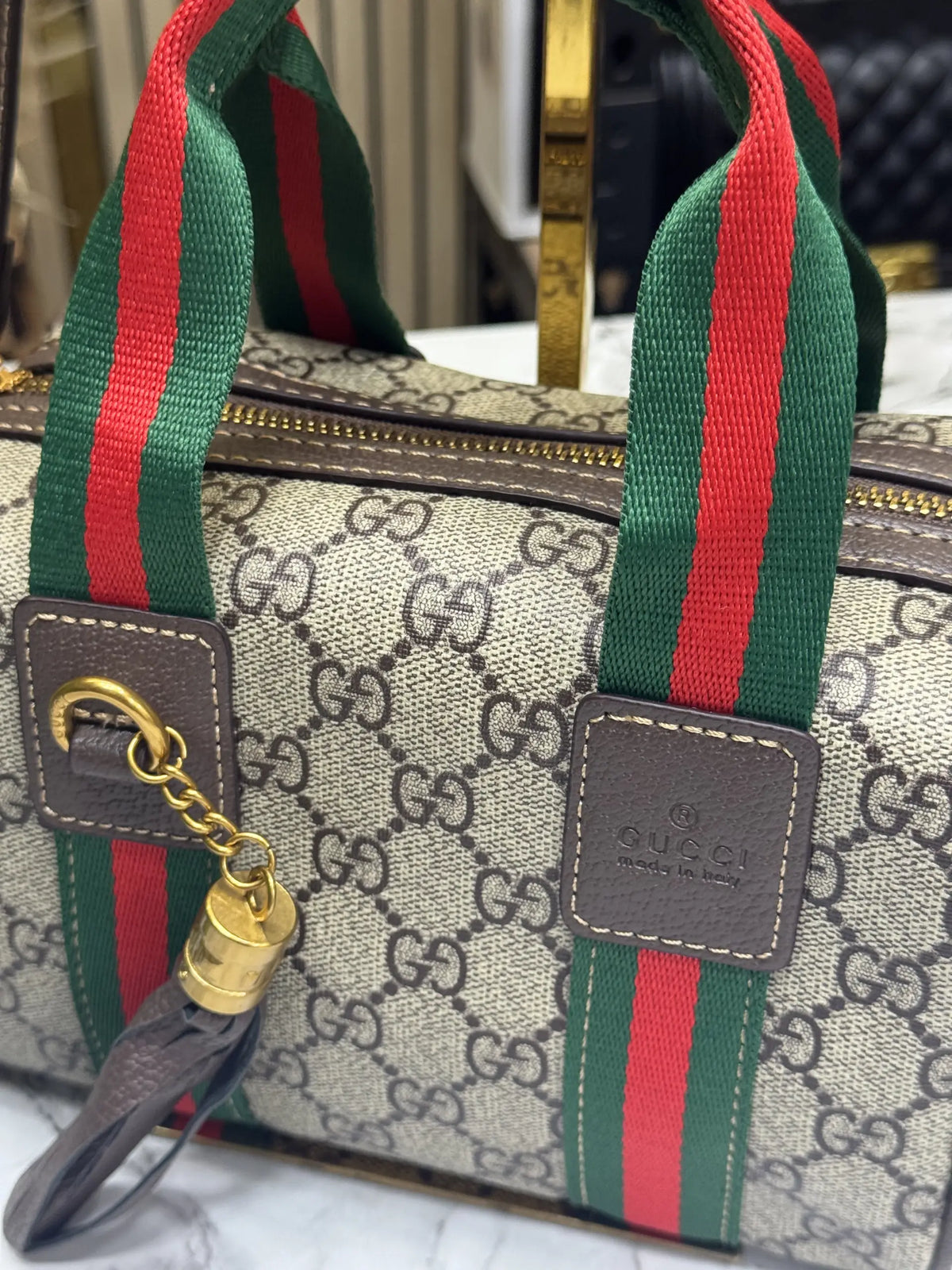 Gucci Ophidia GG Supreme Mini Top Handle Bag With OG Box And Dust Bag  Brown 918