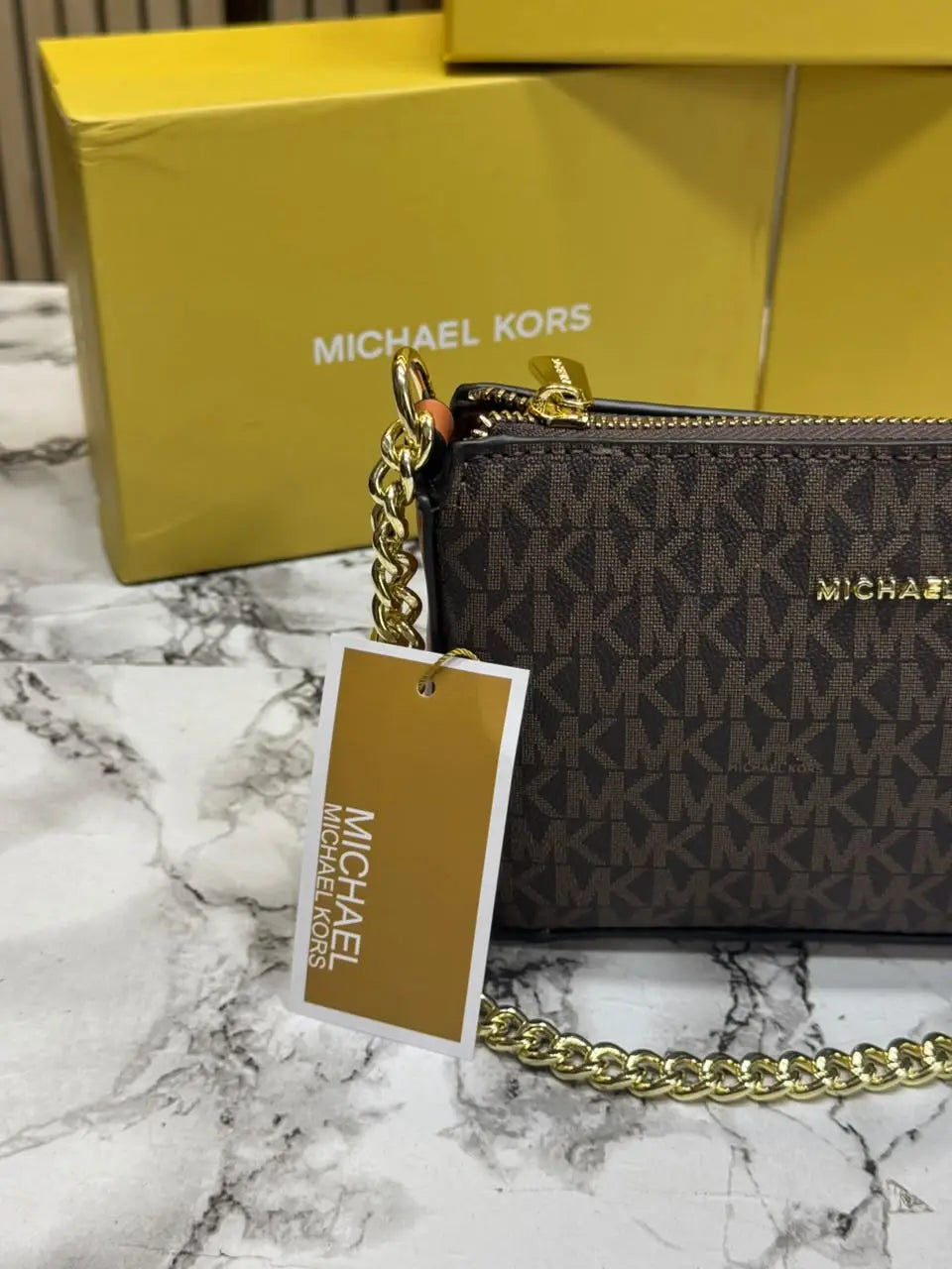 Michael Kors Signature Logo Chain Crossbody  Coffee Brown 1930