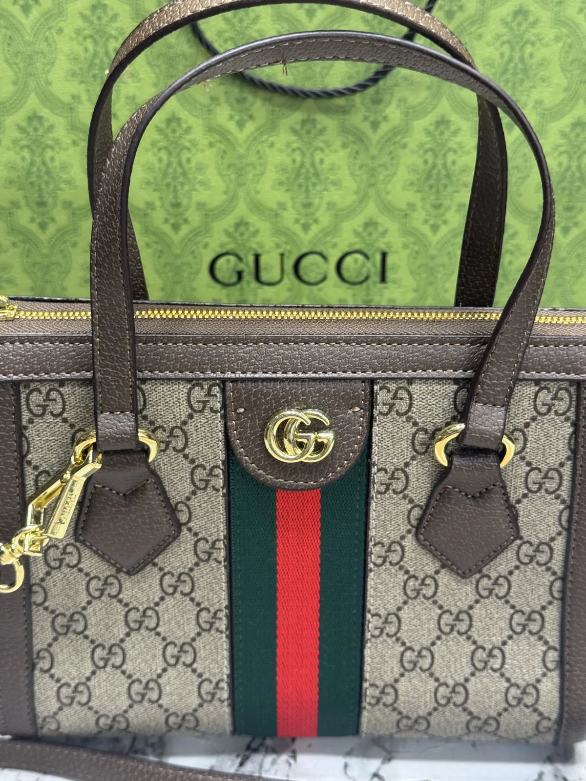 Gucci Ophidia GG Supreme Small Tote Bag With OG Double Box And Dust Bag Including Carry Bag 547551