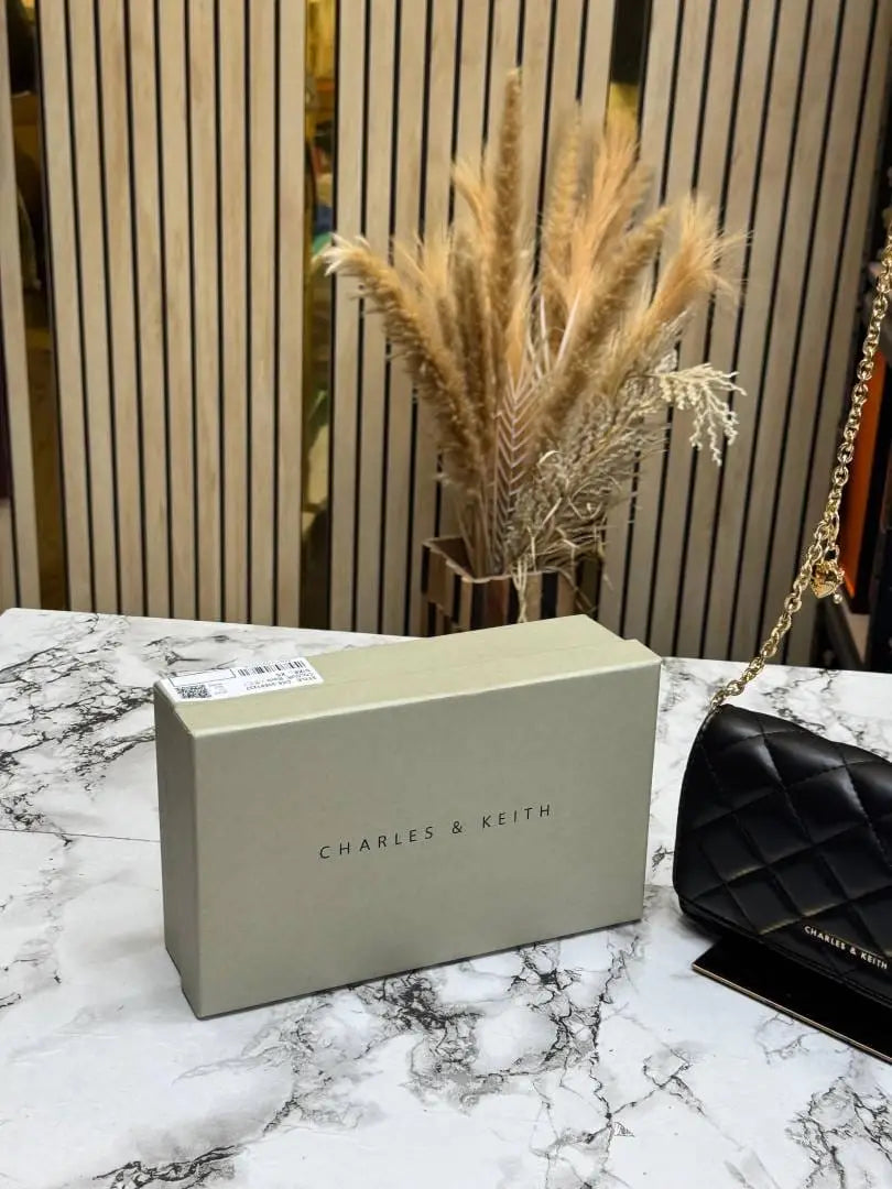 Charles and Keith Quilted Shoulder Bag With Box Black