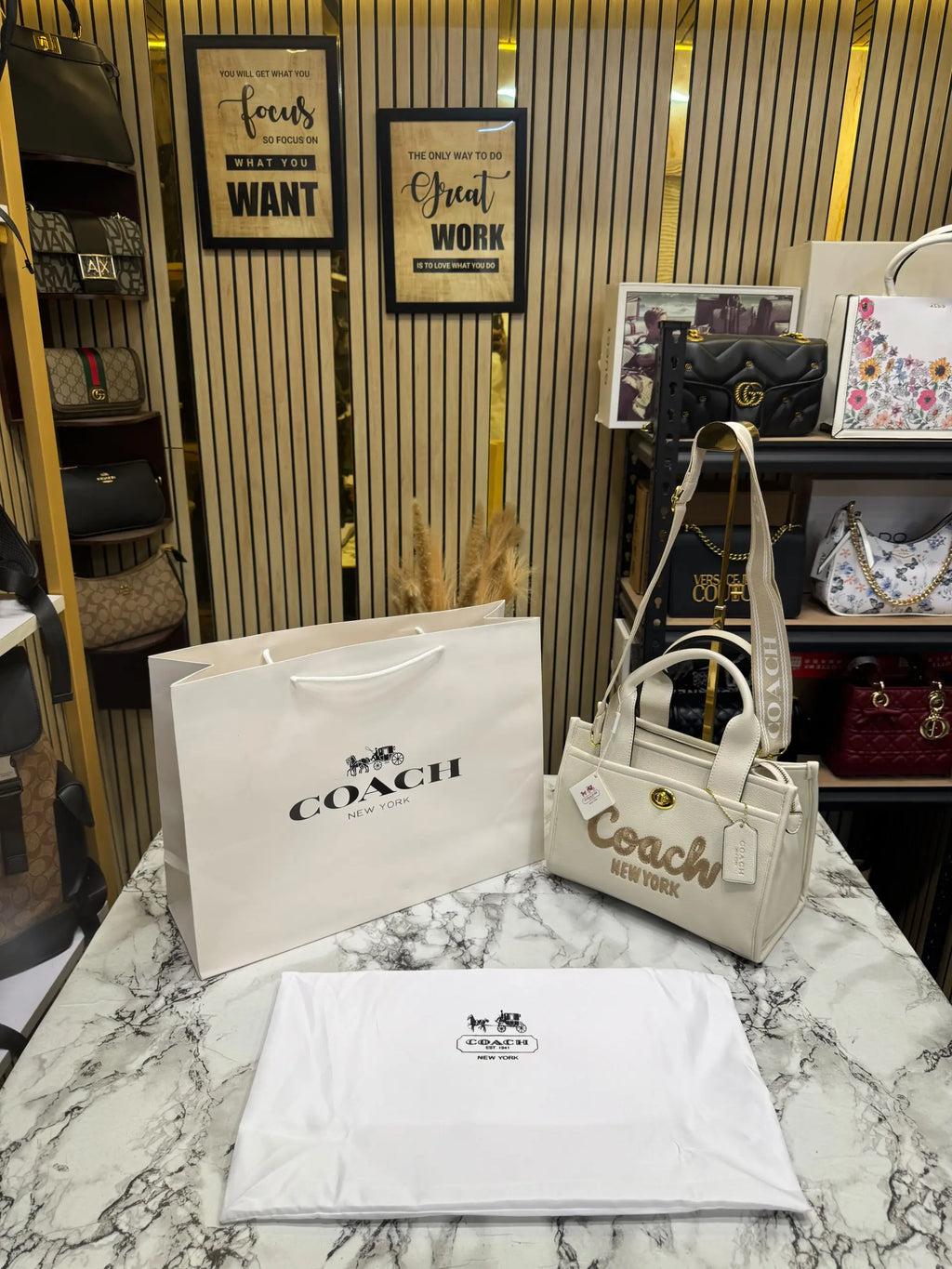 COACH CARGO TOTE BAG IN CANVAS WITH DUST BAG AND CARRY BAG WHITE 3750