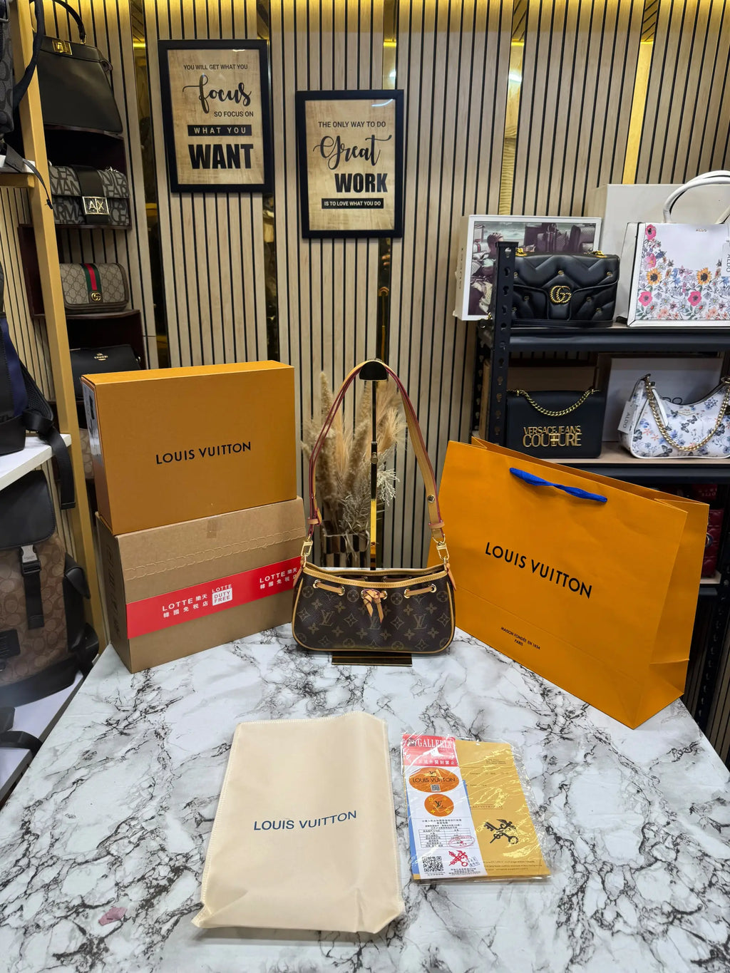 Louis Vuitton Monogram Croissant PM Shoulder Bag With OG Double Box And Carry Bag - Dark Brown M29537