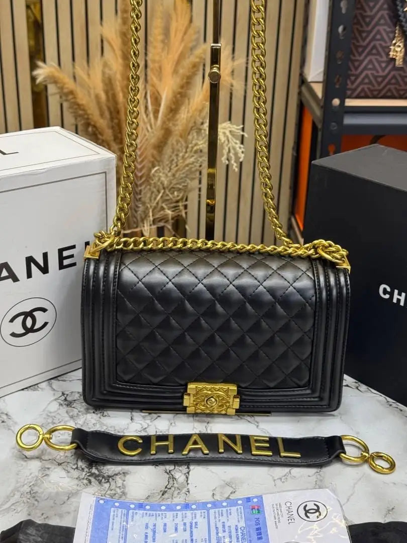 Chanel le Boy Quilted Flap Shoulder Bag With Double Box And Dust Bag