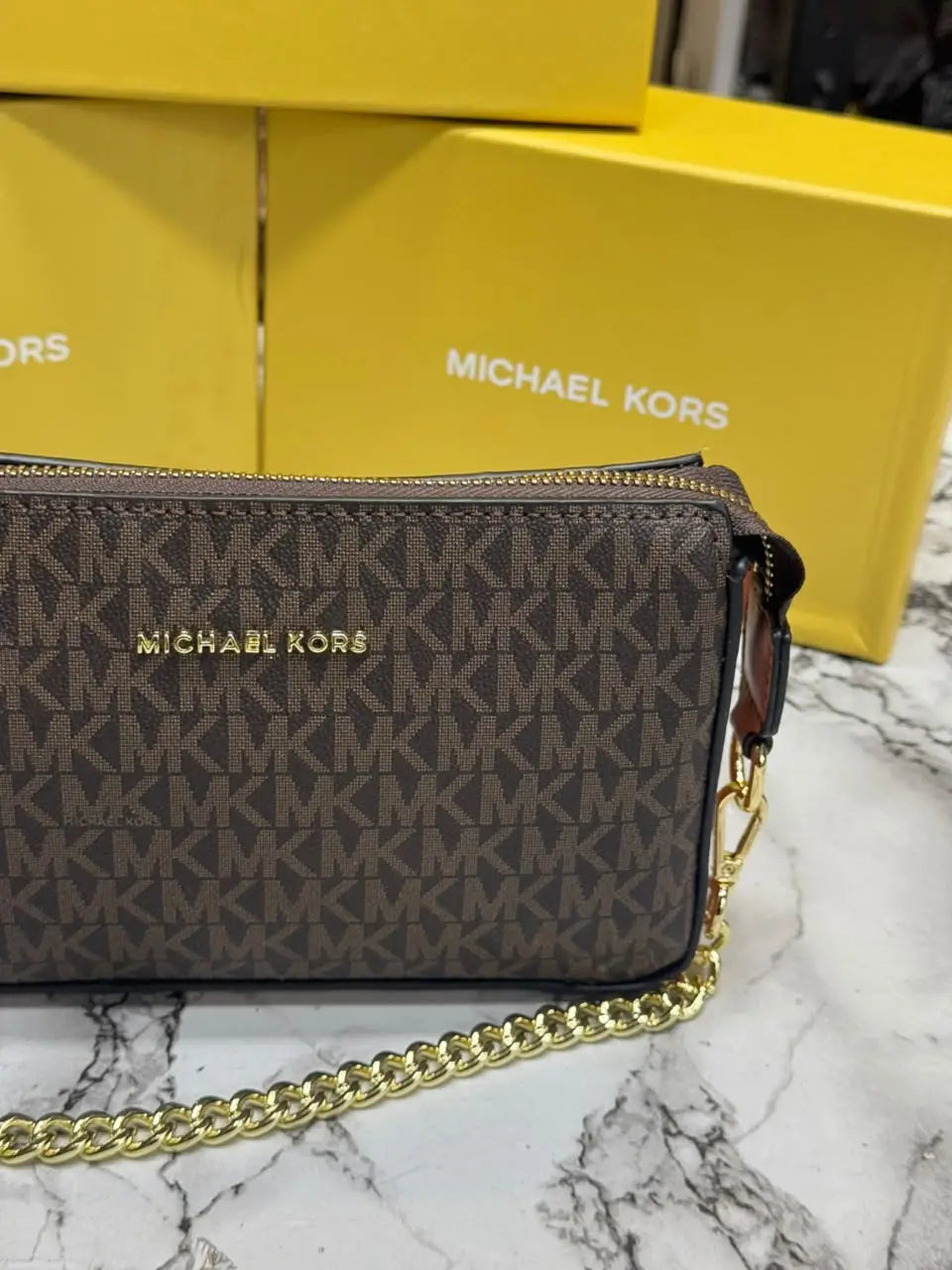 Michael Kors Signature Logo Chain Crossbody  Coffee Brown 1930