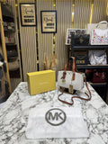 Michael Kors Emma Signature MK Satchel Tote With Shoulder Strap With Box And Dust Bag Beige