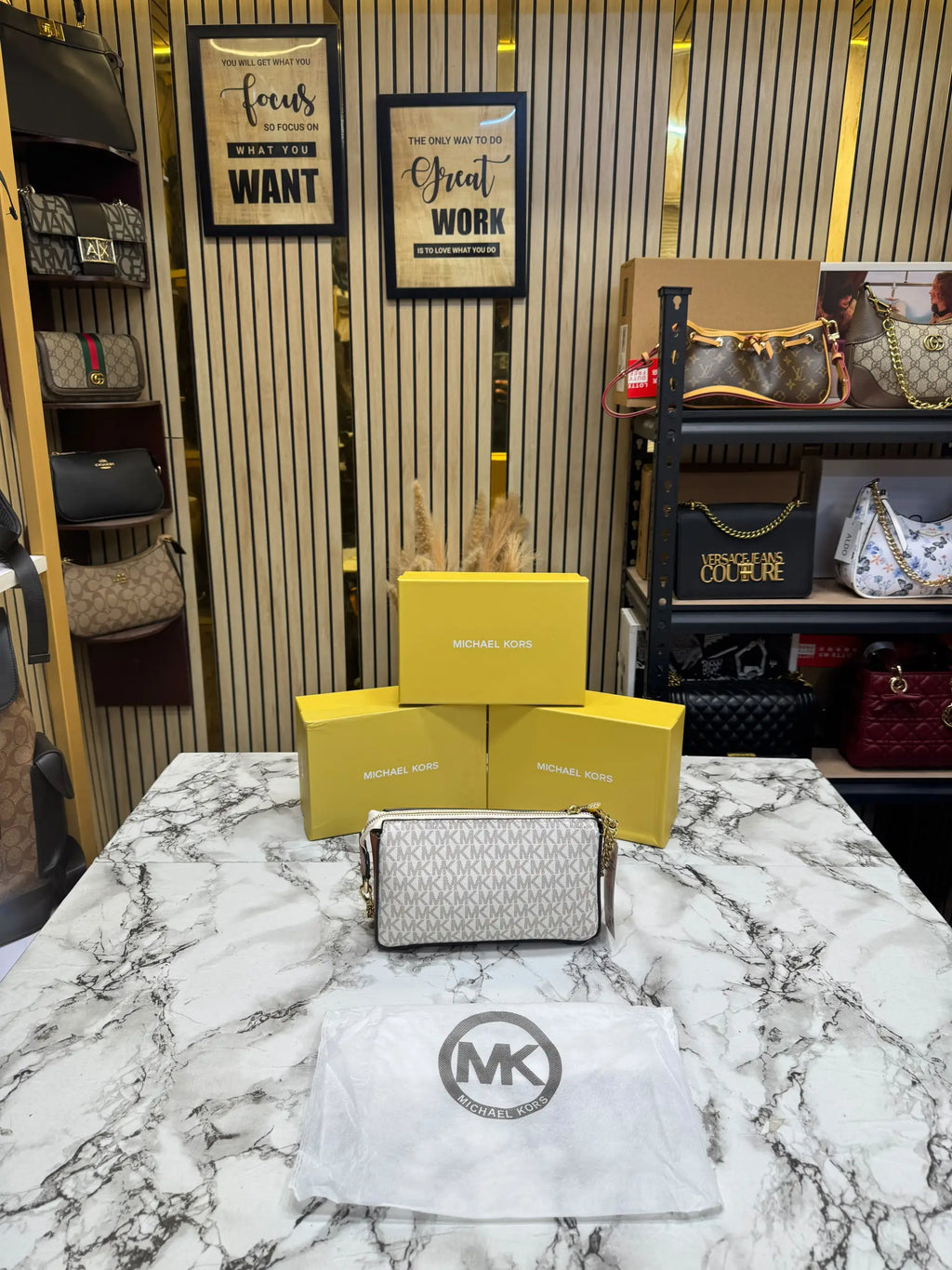 Michael Kors Signature Logo Chain Crossbody  Vanilla  Tan 1930