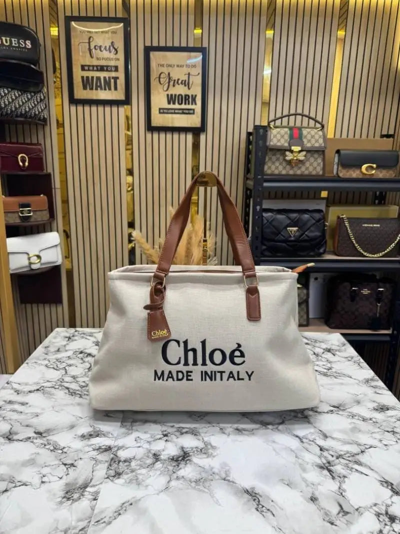 Chloe Woody Canvas Medium Logo Tote Bag  355