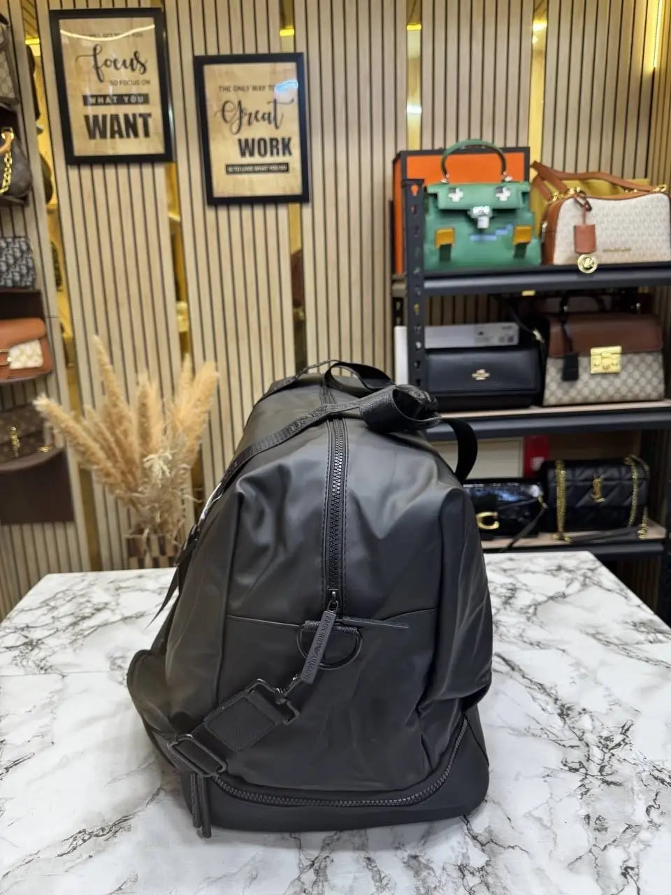 Emporio Armani Signature Black Weekender Duffle Bag A16007