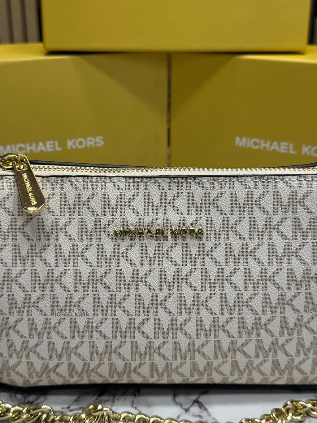 Michael Kors Signature Logo Chain Crossbody  Vanilla  Tan 1930
