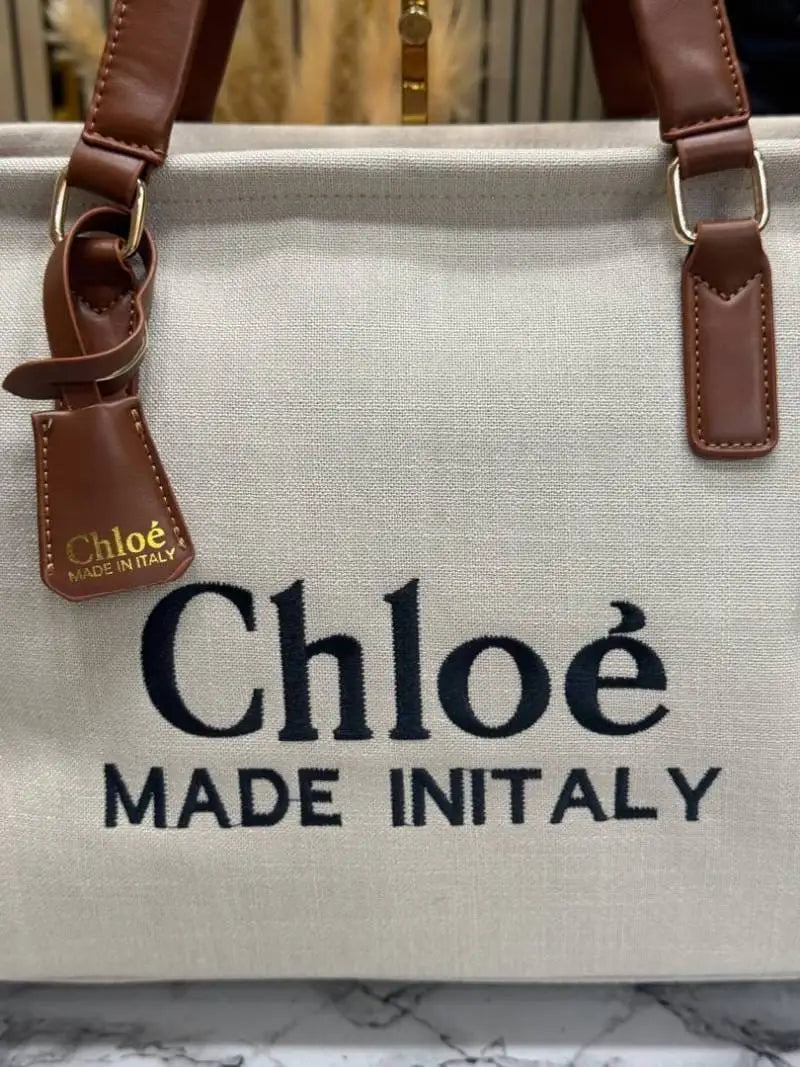 Chloe Woody Canvas Medium Logo Tote Bag  355