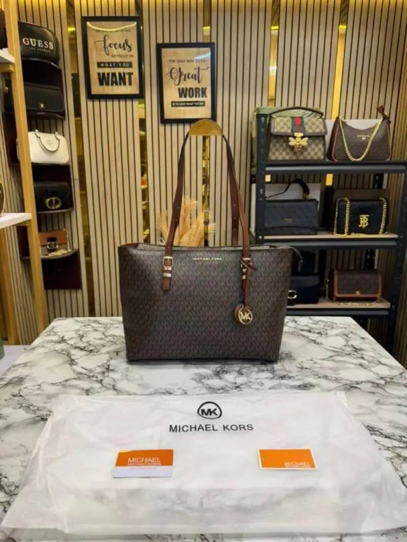 Michael Kors Jet Set Zip Logo Large Tote Bag With Dust Bag M04