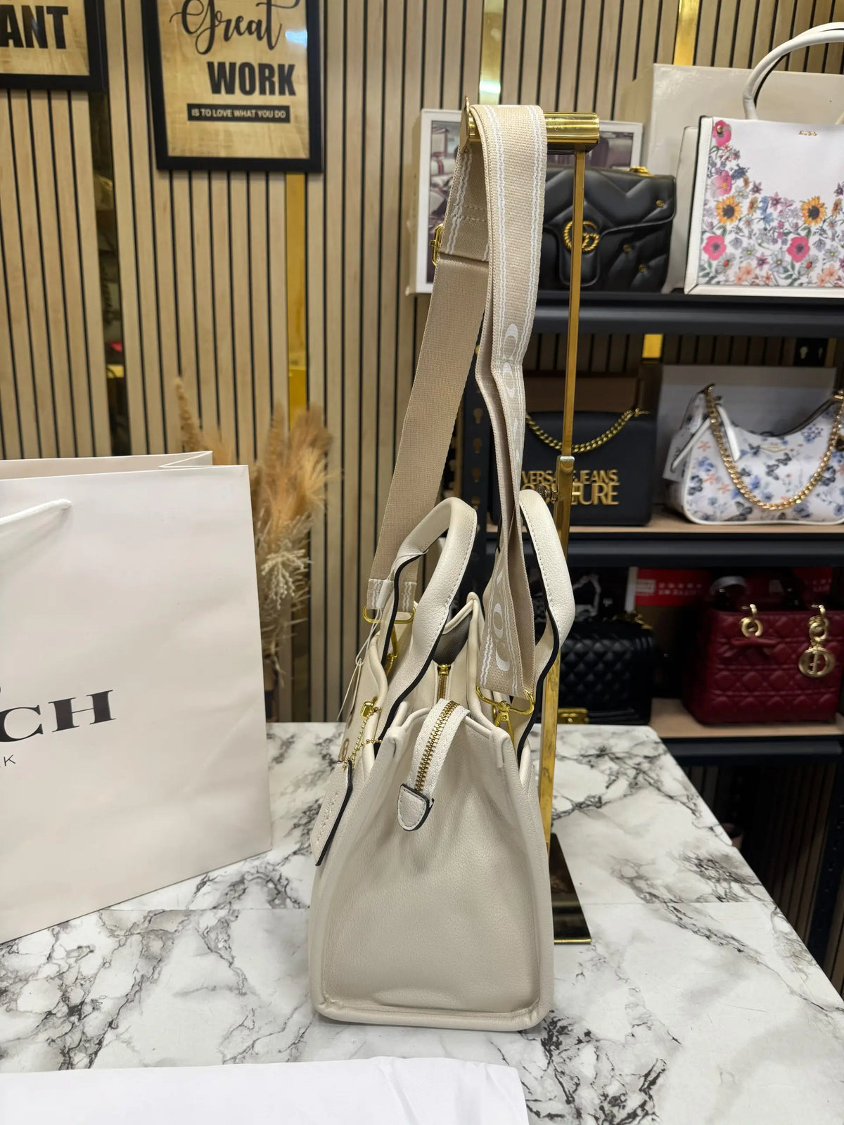 COACH CARGO TOTE BAG IN CANVAS WITH DUST BAG AND CARRY BAG WHITE 3750