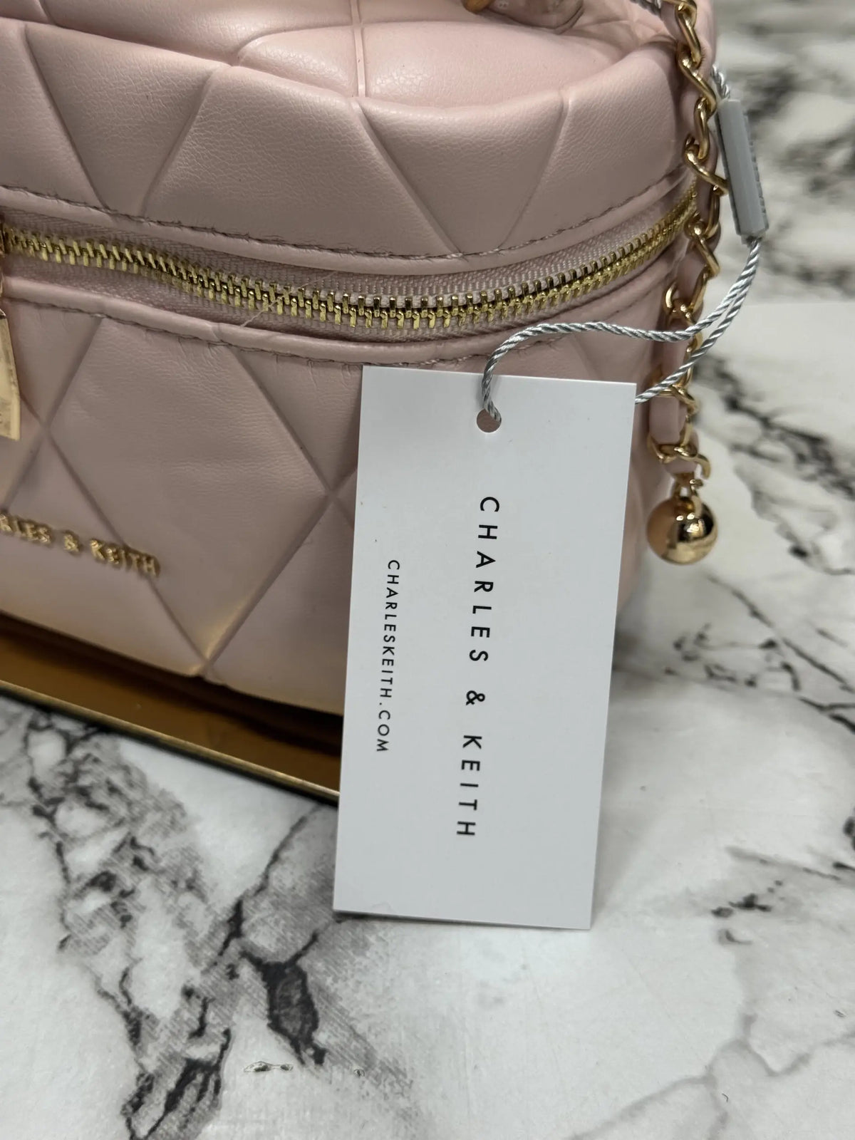 Charles  Keith Alva Quilted Top Handle Bag With OG Box  Pink