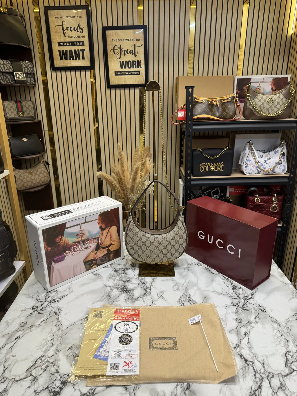Gucci Ophidia Small Shoulder Bag Beige Brown With Double Box And Dust Bag 838463