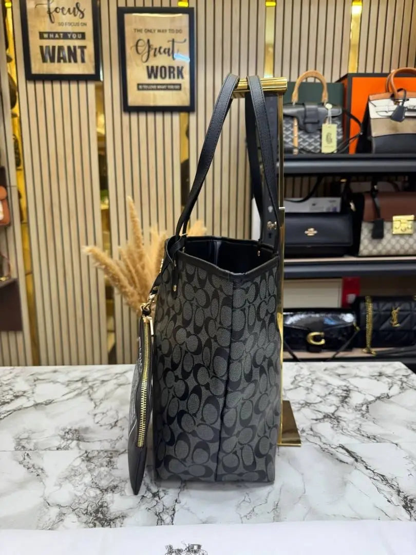 Coach City Tote Signature Canvas Tote Bag Including Pouch And Dust Bag black 8020