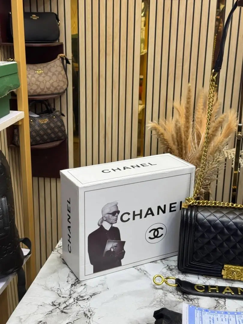 Chanel le Boy Quilted Flap Shoulder Bag With Double Box And Dust Bag