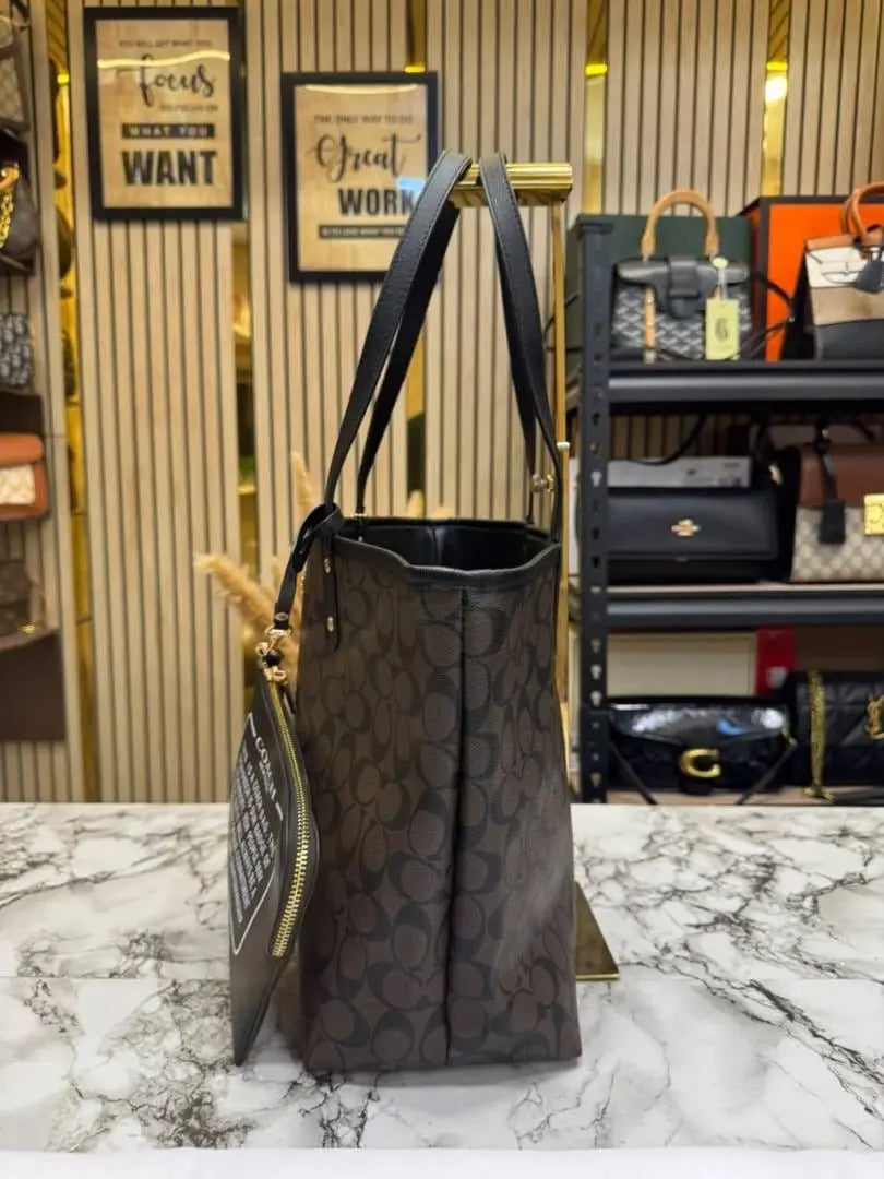 Coach City Tote Signature Canvas Tote Bag Including Pouch And Dust Bag Coffee 8020