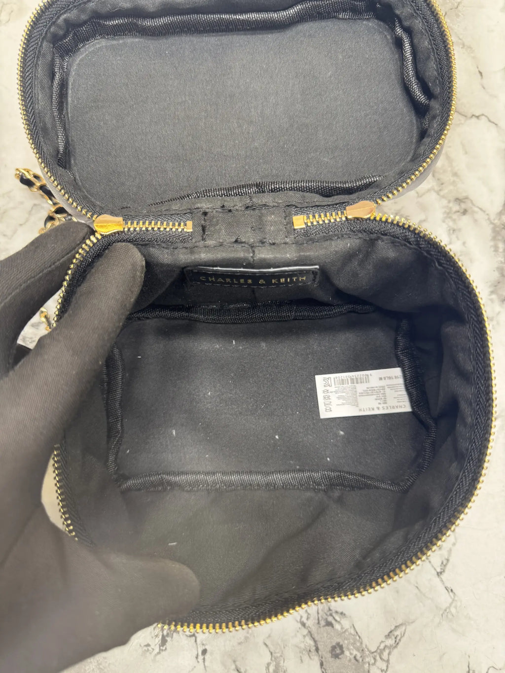 Charles  Keith Alva Quilted Top Handle Bag With OG Box  Black