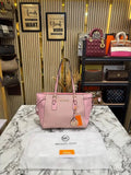 Michael Kors Jet Set Travel Signature Logo Large Top-Zip Tote Bag With Dust Bag Pink