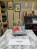 Guess Monogram Logo Satchel Bag Grey With Dust Bag
