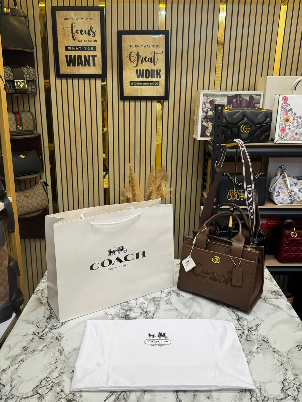COACH CARGO TOTE IN CANVAS WITH DUST BAG AND CARRY BAG COFFEE 3750