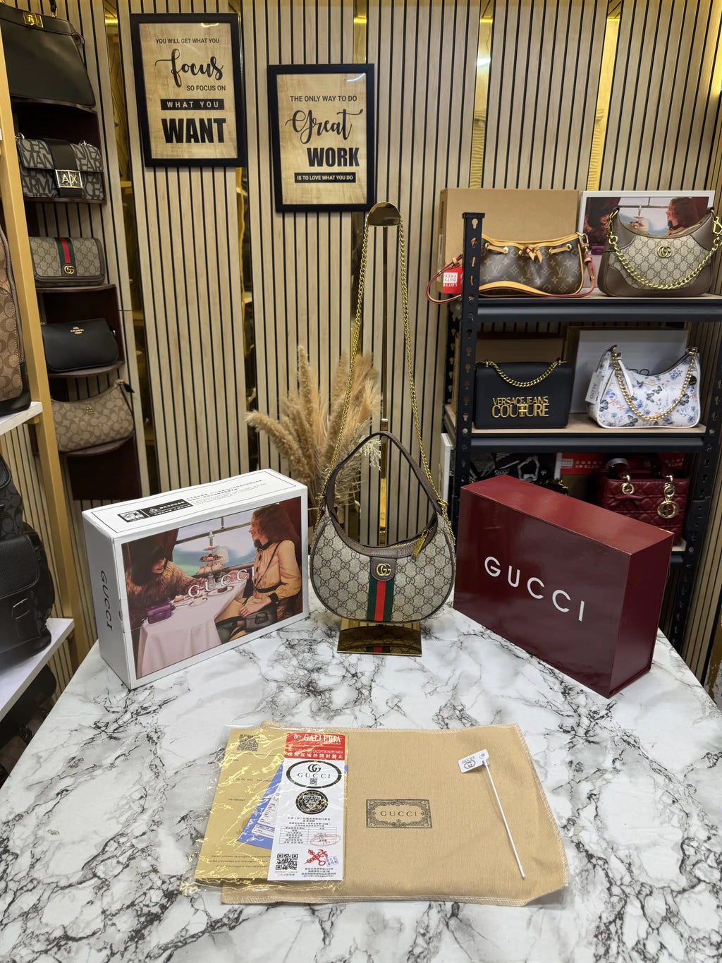 Gucci Ophidia Small Shoulder Bag Beige Brown With Double Box And Dust Bag 838463